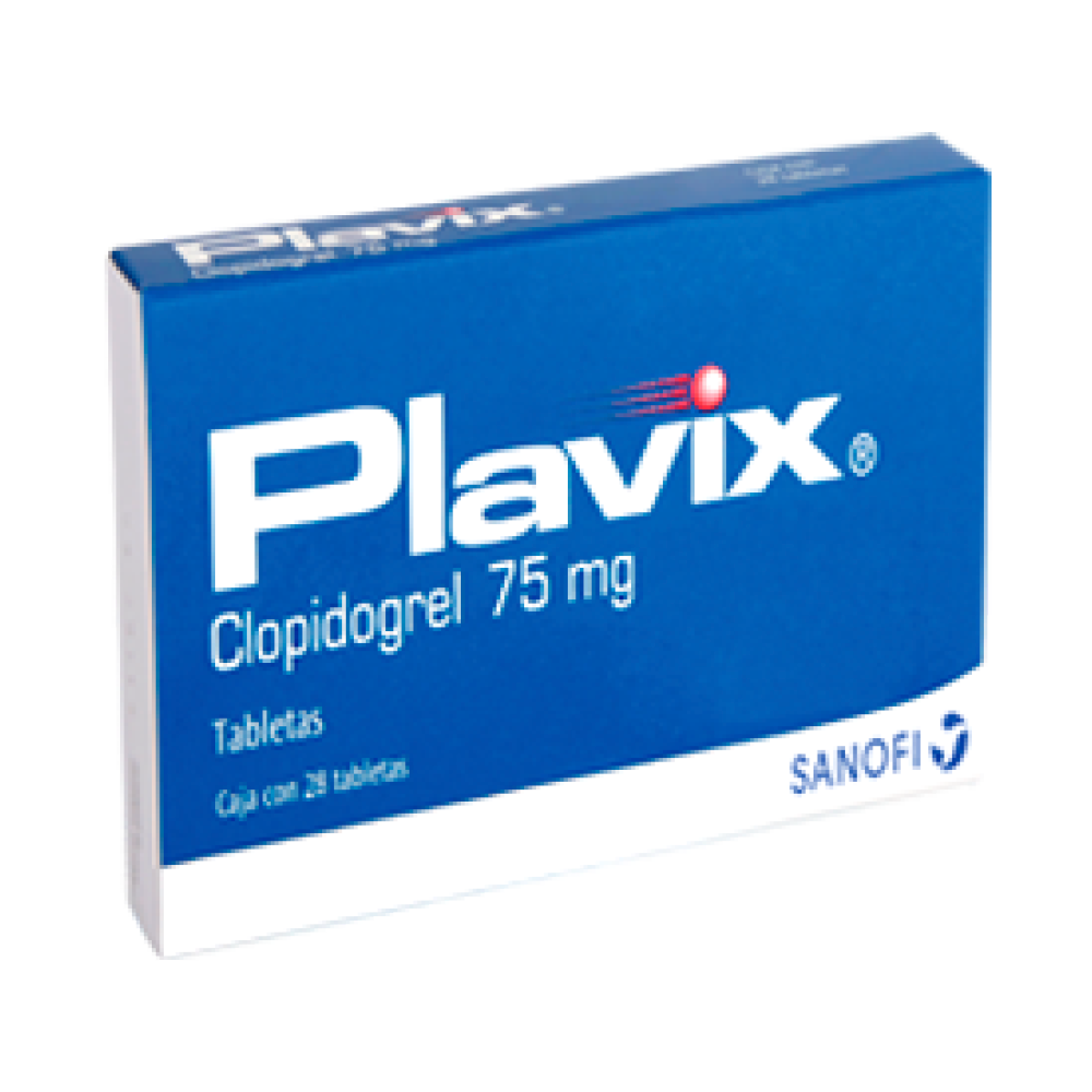 Plavix® Clopidogrel 75 mg tabletas, caja con 28 tabletas