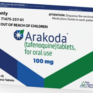 Arakoda® (Tafenoquine) 100 mg Tabletas, caja con 16 tabletas
