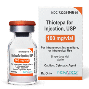 Thiotepa 100 mg Polvo liofilizado para solución inyectable, caja con 1 frasco ámpula de dosis única.png