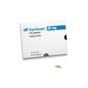 Vyndaqel® (Tafamidis meglumine) 20 mg Cápsulas blandas, frasco con 30 cápsulas.