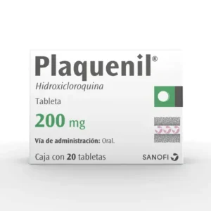 Plaquenil® (Hidroxicloroquina) 200 mg, Sanofi, Tabletas, caja con 20 tabletas