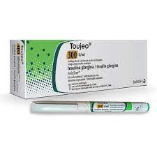Toujeo® (Insulina glargina) 300 UI/ml, Sanofi, Solución inyectable, caja con 3 plumas precargadas de 1.5 ml