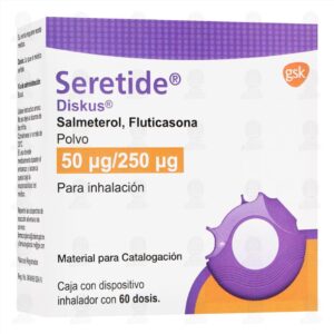 Seretide® (Salmeterol/Fluticasona) 50/250 mcg, GSK, Polvo para inhalación, Diskus con 60 dosis