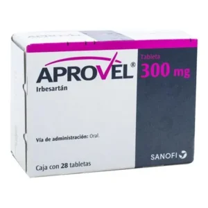 Aprovel® (Irbesartan) 300 mg, Sanofi, Tabletas recubiertas, caja con 28 tabletas