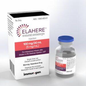 ELAHERE (mirvetuximab soravtansine-gynx) inyección, 100 mg/20 mL (5 mg/mL) en viales de dosis única, AbbVie.