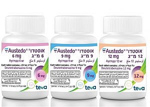 Austedo® (Deutetrabenazina) 6 mg, 9 mg y 12 mg, 60 tabletas, Teva Pharmaceuticals.