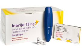 INBRIJA (levodopa) 33 mg, polvo para inhalación oral (caja de 12 cápsulas con inhalador), laboratorio Acorda Therapeutics, Inc.